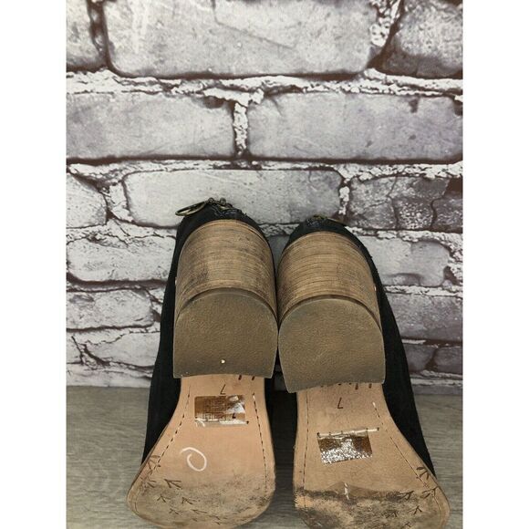 BEEK Falcon Black Suede Leather Back Zip Stacked Heel Booties Women’s 7M US/38EU - Picture 7 of 16